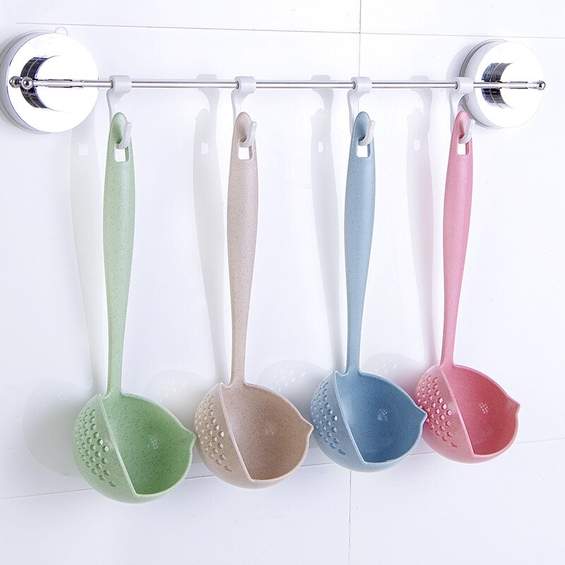 2 In 1 Long Handle Melon Scoop Kitchen Accessories Cooking Shovels Colander Soup Plastic Spoon Vegetable Strainer Kitchen Tools