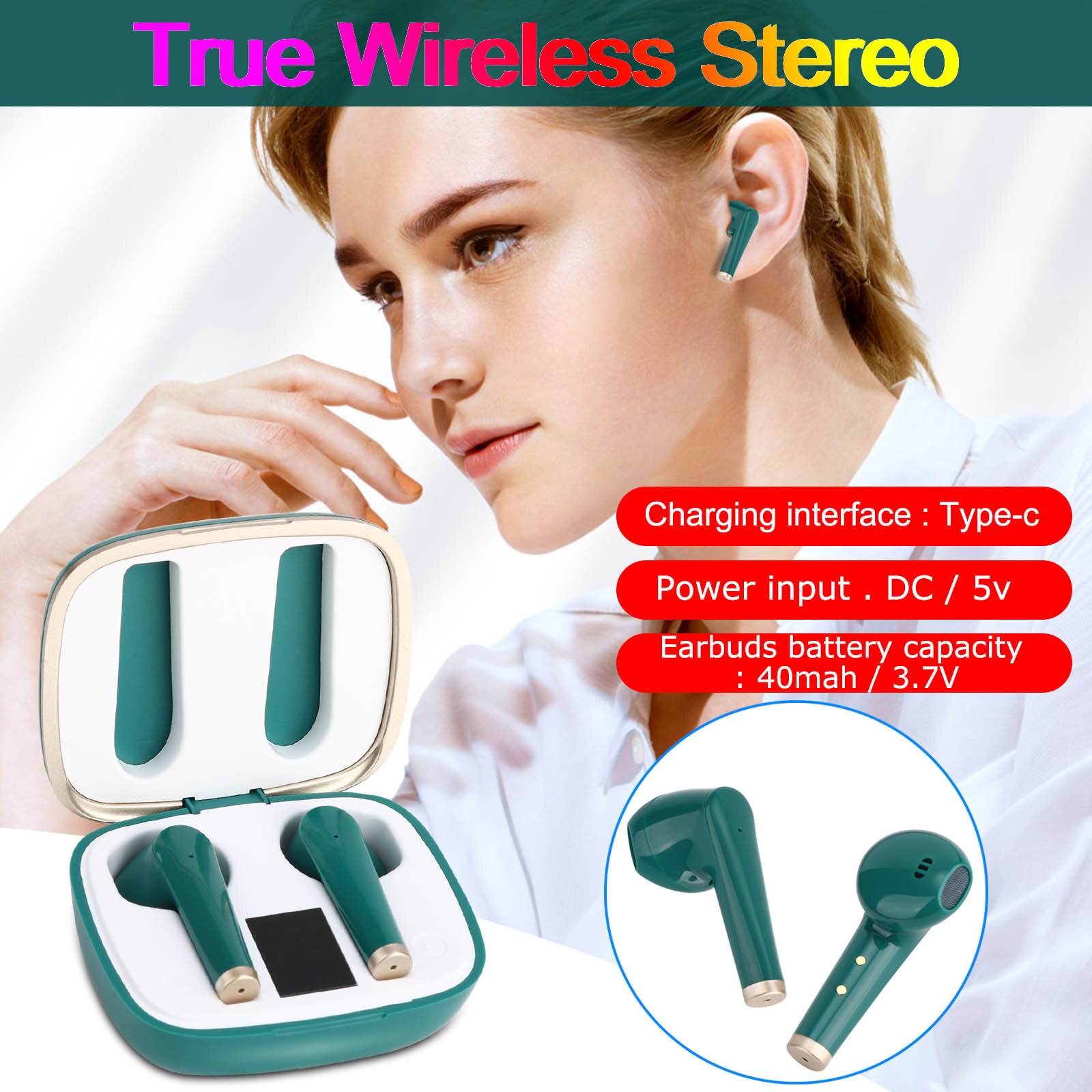 F50 bluetooth 5.0 oordopjes, bluetooth draadloze oordopjes, sport oordopjes, headset voor smartphone, iphone, samsung, xiaomi, huawei #g30
