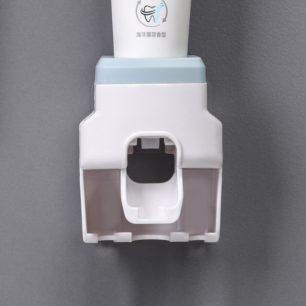 Automatic Toothpaste Dispenser Wall Mount Toothbrush Holder Bathroom Accessories Set Squeezer for Toothpaste Dispenser: Type A--Blue