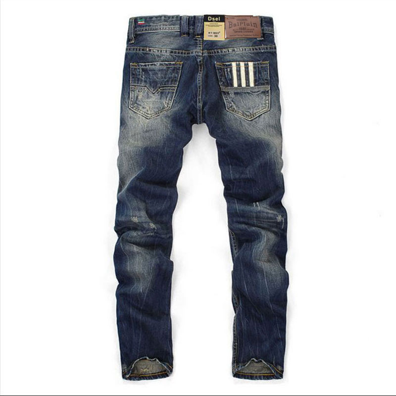 100% Cotton.Newly Men Jeans Blue Color Straight Fit Buttons Long Pants Top Balplein Brand Ripped Jeans Men29-42