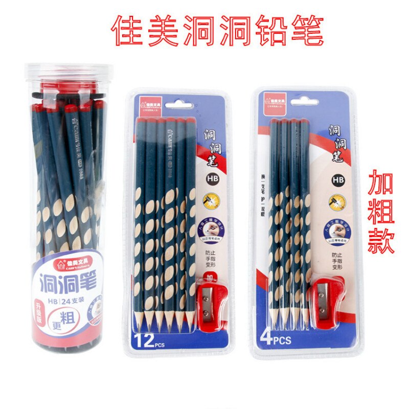 Bolígrafo con agujero de varilla gruesa para niños, lápiz de corrección de agujero triangular, agarre, pluma de descompresión