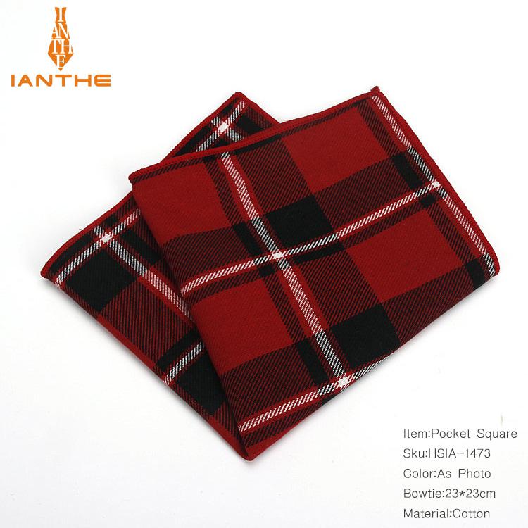 Casual mannen 100% Katoen Zakdoeken Geweven Plaid Pocket Vierkante Mannelijke Bruiloft Zakdoek Handdoeken Hanky Corbatas: IA1473