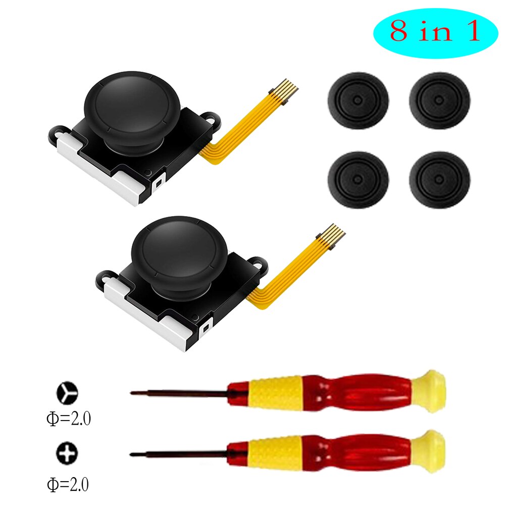 3D Analog Thumb Stick for Nintend Switch NS JoyCon Joystick Caps Replacement Repair Parts Mod Kit for JoyCon Switch Controller: 8 IN 1