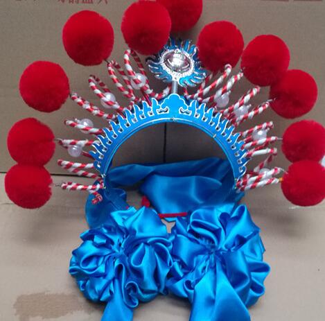 Sombrero de ópera tradicional china para mujer, sombreros de corona de bola de seda para actuación de ópera de Peking, fotografía antigua, Cosplay de Halloween
