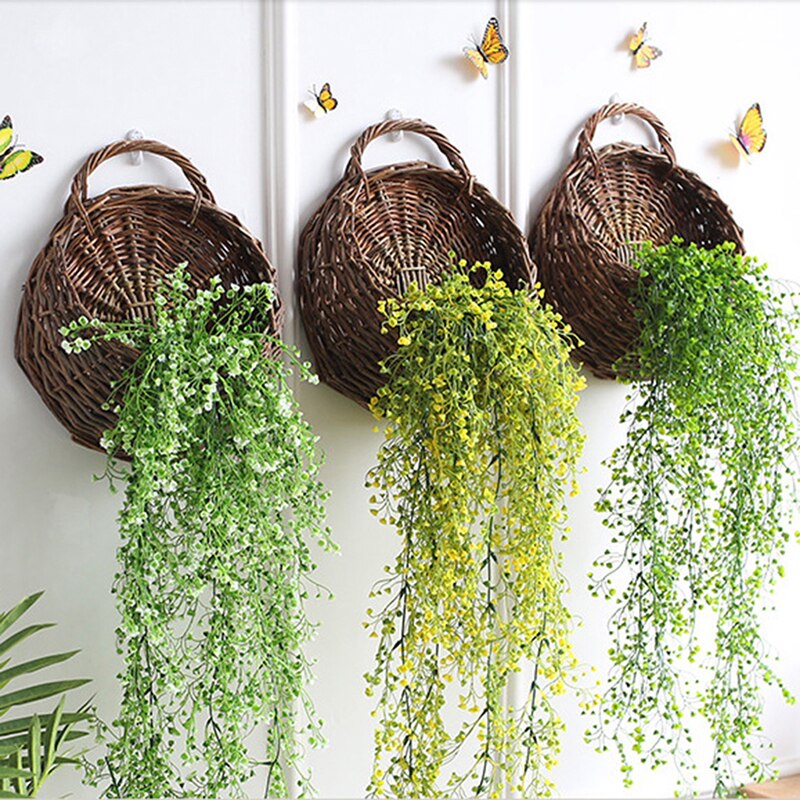 Natuurlijke rieten bloemenmand pot plantenbak rotan vaas mand voedselopslagcontainer huis tuin wanddecoratie