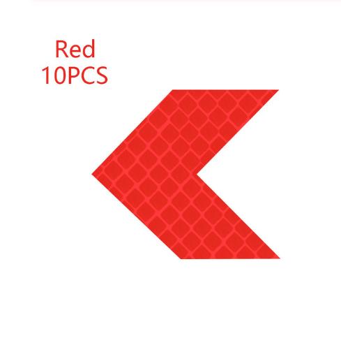 Calcomanías de advertencia con pegatina reflectante para coche, patrón de flechas, barra de autorastreo para motocicleta, calcomanía luminosa, de seguridad para tráfico, 10 Uds.: Rojo