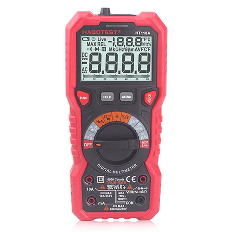 HT118 6000 Counts 1000V AC DC Digital Multimeter NCV Multimetro Voltage Meter