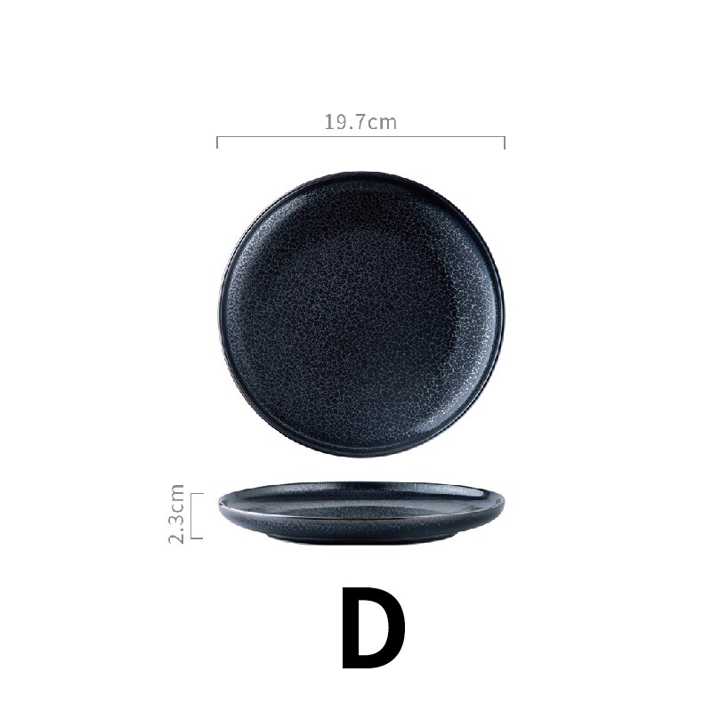 Red black ceramic plate set Kitchen restaurant party steak plate Dinner dish salad spaghetti Microwave trays can be used: D