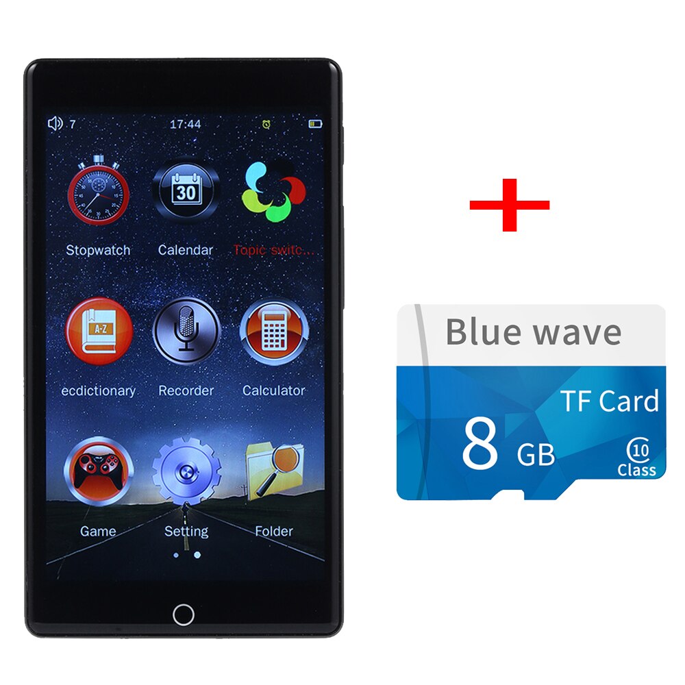 RUIZU H1 8GB MP3 Player 4 inches Full Touch Screen BT5.0 Portable Digital Music Player FM Radio Receiver Recording with Mic: Add 8G TF Card