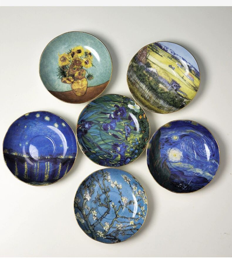 Van Gogh Coffee Cups The Starry Night Art Painting Tea cup Coffe Mugs Bone China Mug Tea Cups and Saucers Set Sunflowers