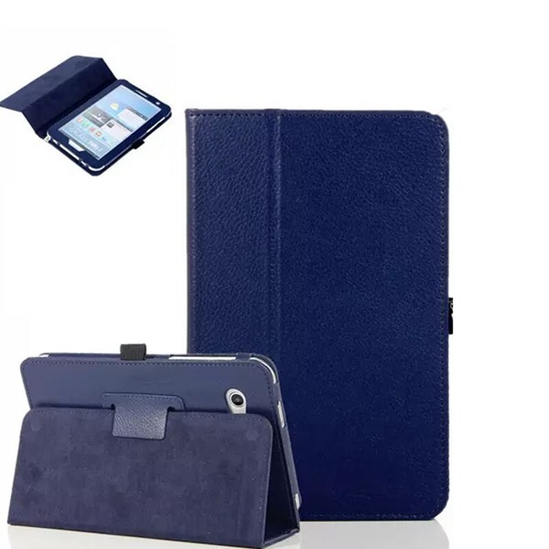 For Samsung Galaxy Tab 2 7 GT P3100 PU Leather Case Cover For Samsung Galaxy Tab 2 P3100 7.0 inch Stand Tablet Case +FilmPen: navy