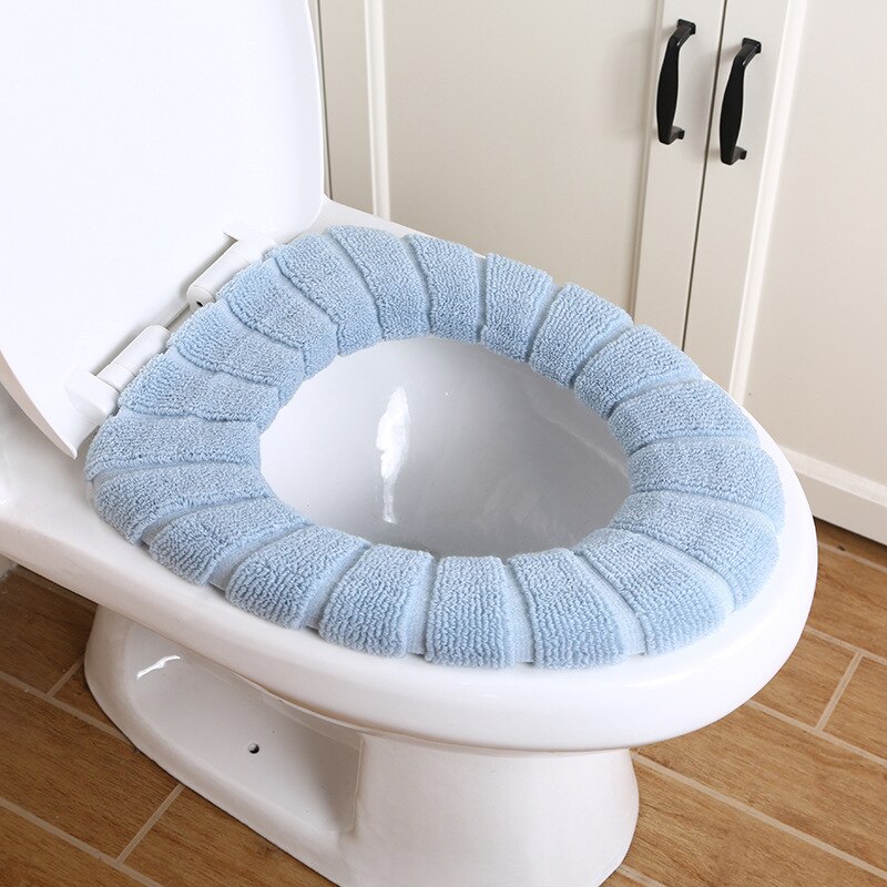 Universal varm blød vaskbar toiletsædeovertræk dørmåtte supplerer boligindretning nærmestool dørmåtte sædet toiletafdækning: Blå