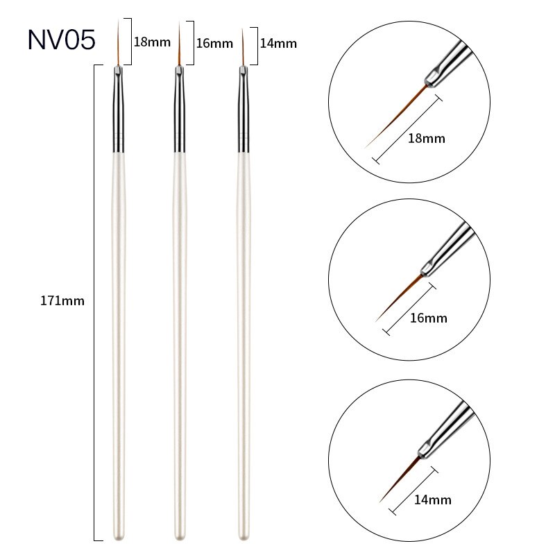 Pinceau à ongles 3 pièces/ensemble, stylo de peinture pour Nail Art, brosse pour Gel UV, Salon de beauté, à usage domestique: HQ16786