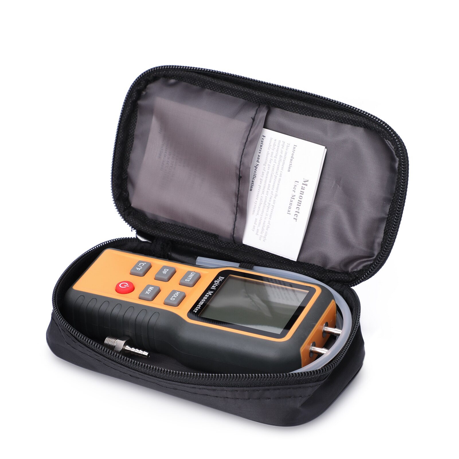 Digital Manometer LCD Display 12 Pressure Units Adjustable Indoor Temperature Measurement Tool Pipes Pressure Measuring Device: Default Title