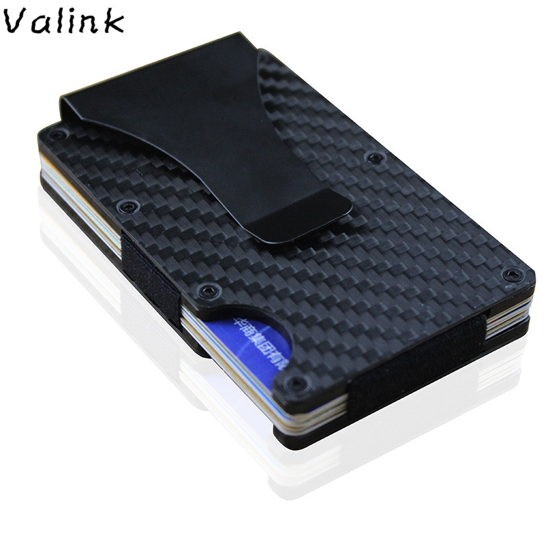 Valink Slim Carbon Fiber Credit Card Holder RFID Non-scan Metal Wallet Purse Male Carteira Masculina Billetera