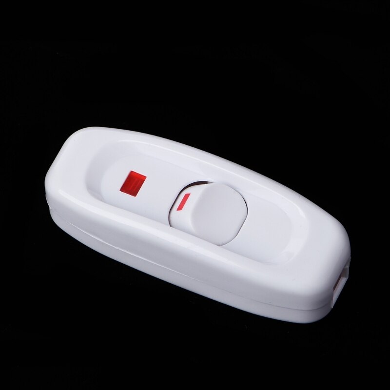 Compact White Plastic In-line Cord Light Lamp Switch 10A 250V with LED Indicator