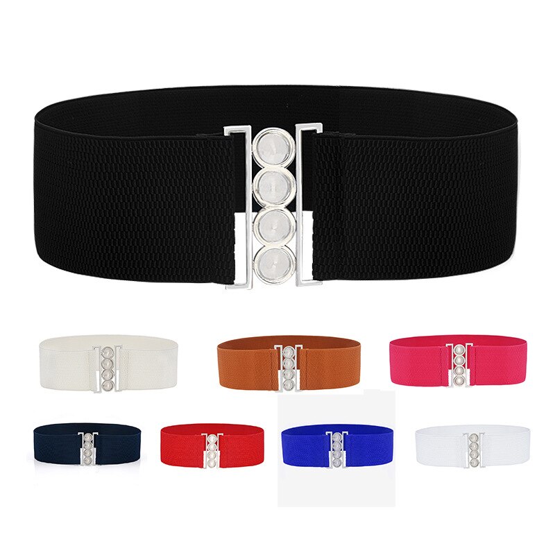 Curele elastice late elastice de lux pentru femei rochie cu cataramă metalică argintie curea din țesătură corset feminin accesorii de îmbrăcăminte