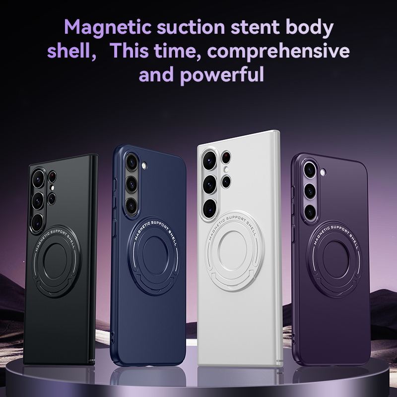 Ultra Thin Hidden Stand Hard Case For Samsung Galaxy S25 Ultra S24 S23 Plus 5G Kick Stand Magnetic Cover For Magsfae Car Charger