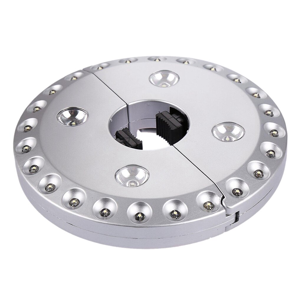 Mât de parapluie LED pour Patio, lumière blanche, alimenté par piles AA, pour jardin de cour: Silver