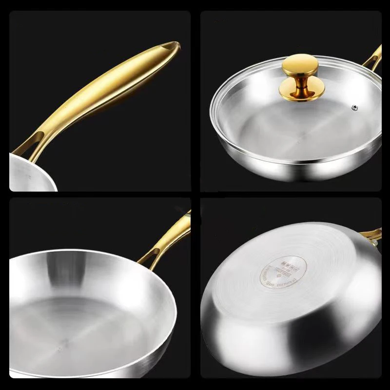 316 stekpanna i rostfritt stål wokpanna nonstick-beläggning stekt biff gasspis kastrull induktion allmän kastrull kök köksredskap