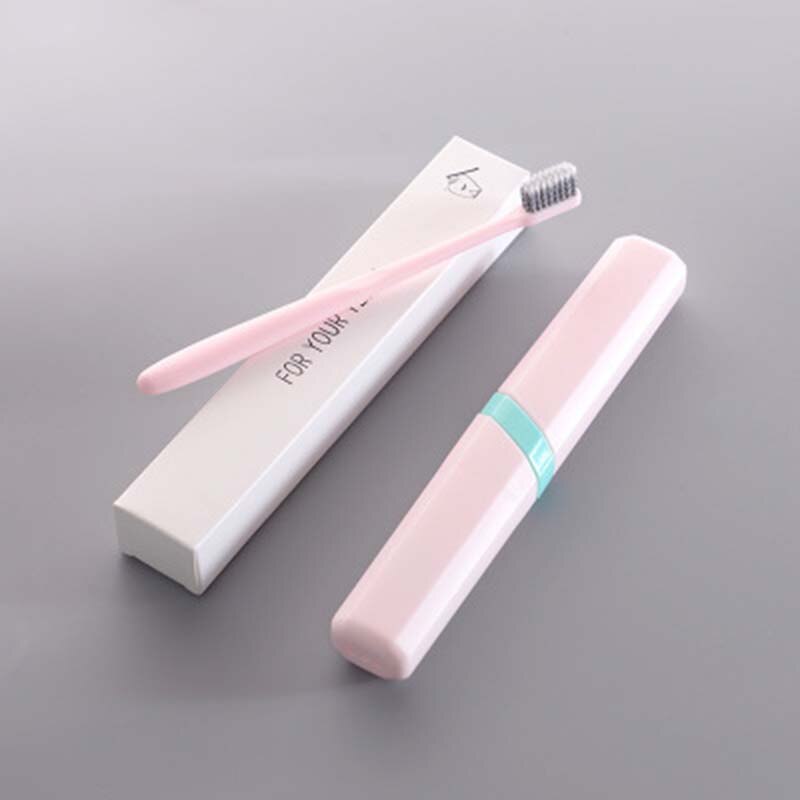 Protect Toothbrush Tube Cover case Household Travel Portable Dustproof Toothbrush Cover Box with Toothbrush Travel Camping 1set: pink
