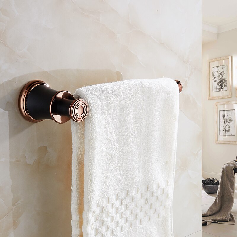 Håndklæde ring luksus orb vægmonteret sort håndklædeholder til badeværelse tilbehør massiv messing badehåndklæde bar håndklædeholder 5507