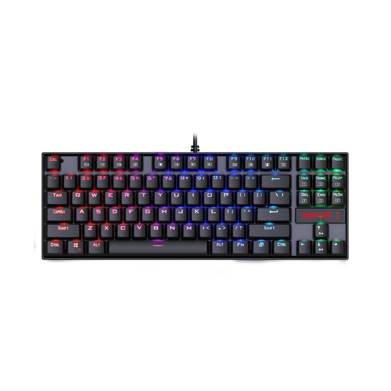 Redragon k552 teclado de jogo, teclado mecânico 87 teclas rgbled retroiluminado para computador mecânico com interruptores azuis: RGB Backlight(black)