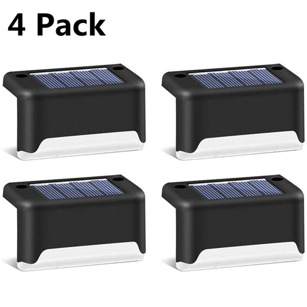 IP65 Waterproof LED Solar Step Lights Intelligent Light Control Mode Solar Lamp for Outdoor Deck Stairs Fence Yard Patio Path: 4 Pack