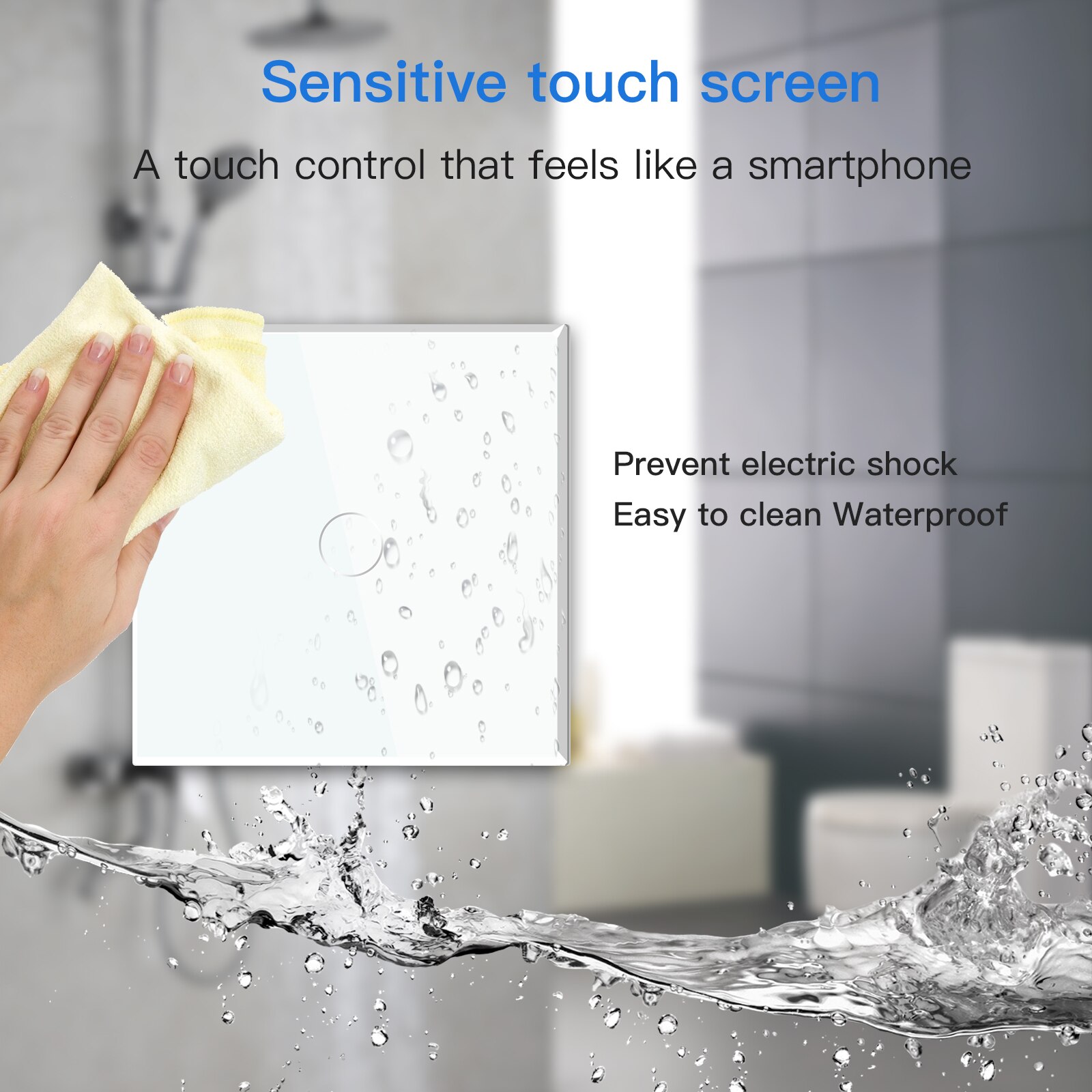 Bseed-Interruptor de escalera intermedio Mvava, 1 Gang, luz esclavo Maestro de la UE, táctil, Panel de cristal blanco y gris, mejora del hogar