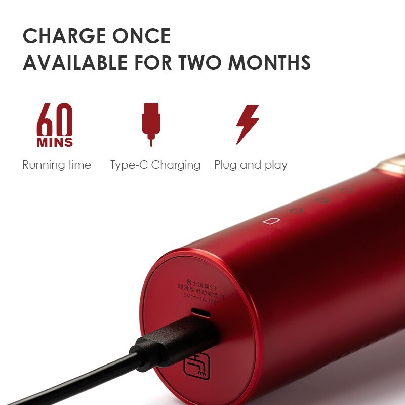 Xiaomi Soocas S3 Electric Shaver Men Razor 3D Beard Trimmer Type-C Rechargeable Shaving Machines