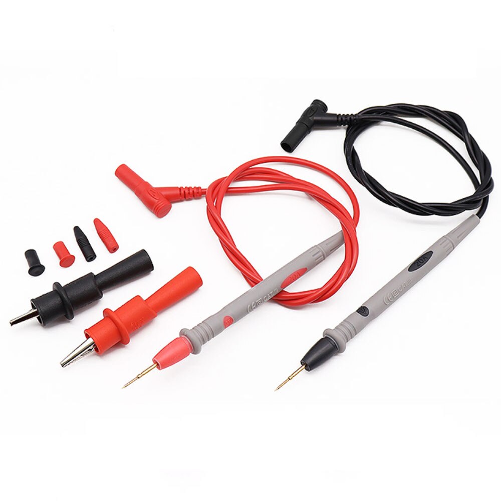 1 pair Soft-silicone-wire Digital Multimeter Probe Needle-tip Universal test leads with Alligator clip For LED tester Multimetro: silica gel With clip
