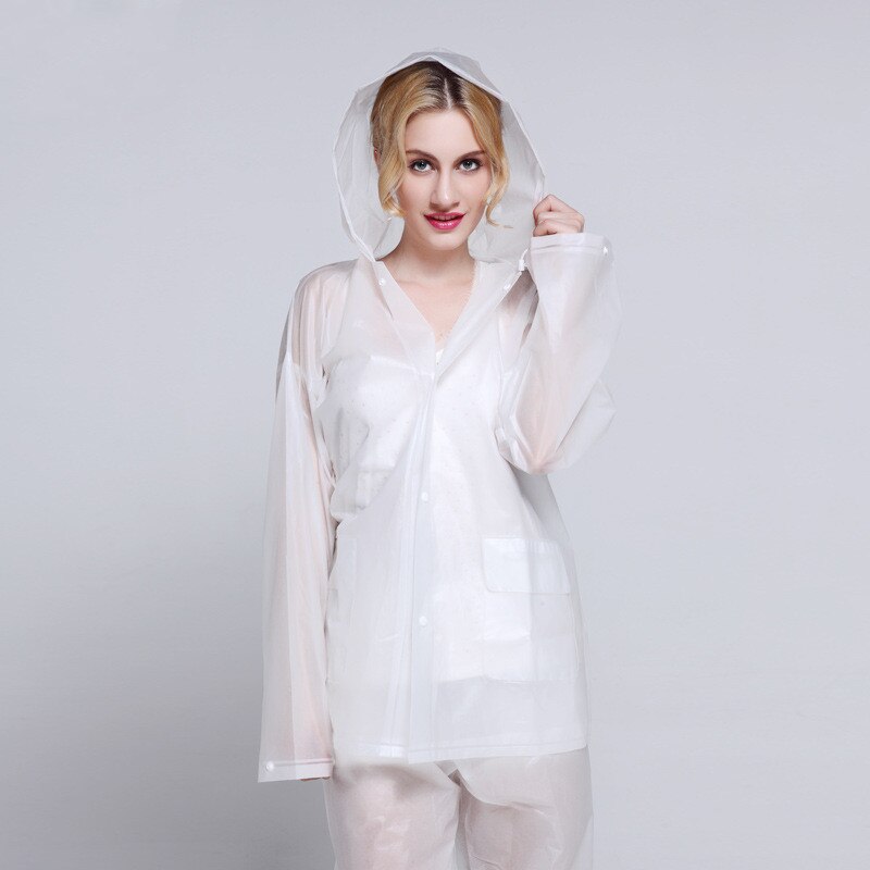 Combinaison transparente de voyage en plein air, imperméable léger et Non jetable pour les vêtements d'extérieur,: WHITE / L