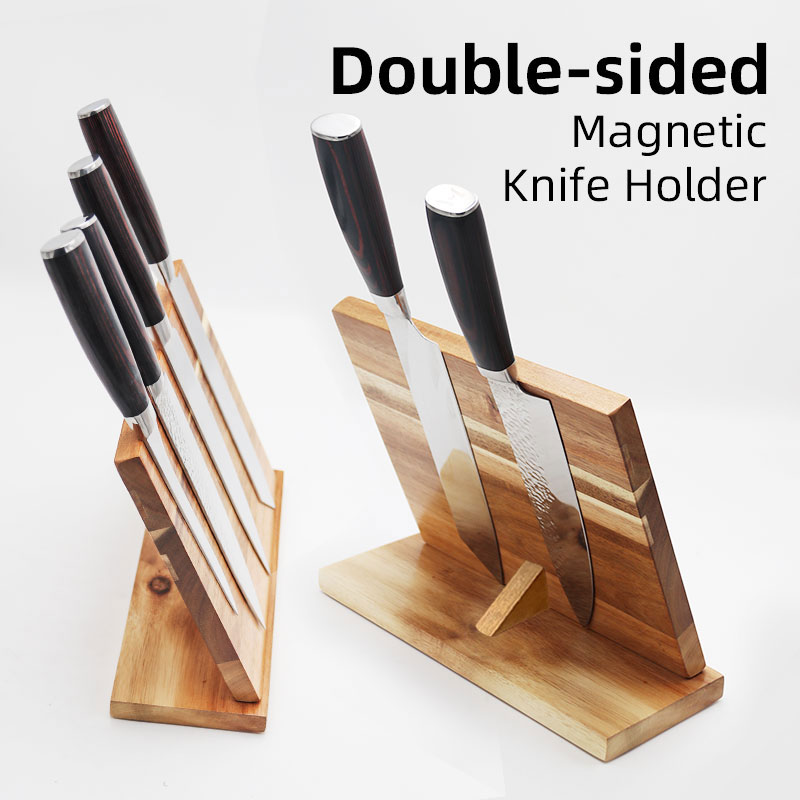 Magnetic Knife Block Natural Wood Knife Organizer Block Oblique Knife Dock Kitchen Scissor Holder Strongly Magnetic