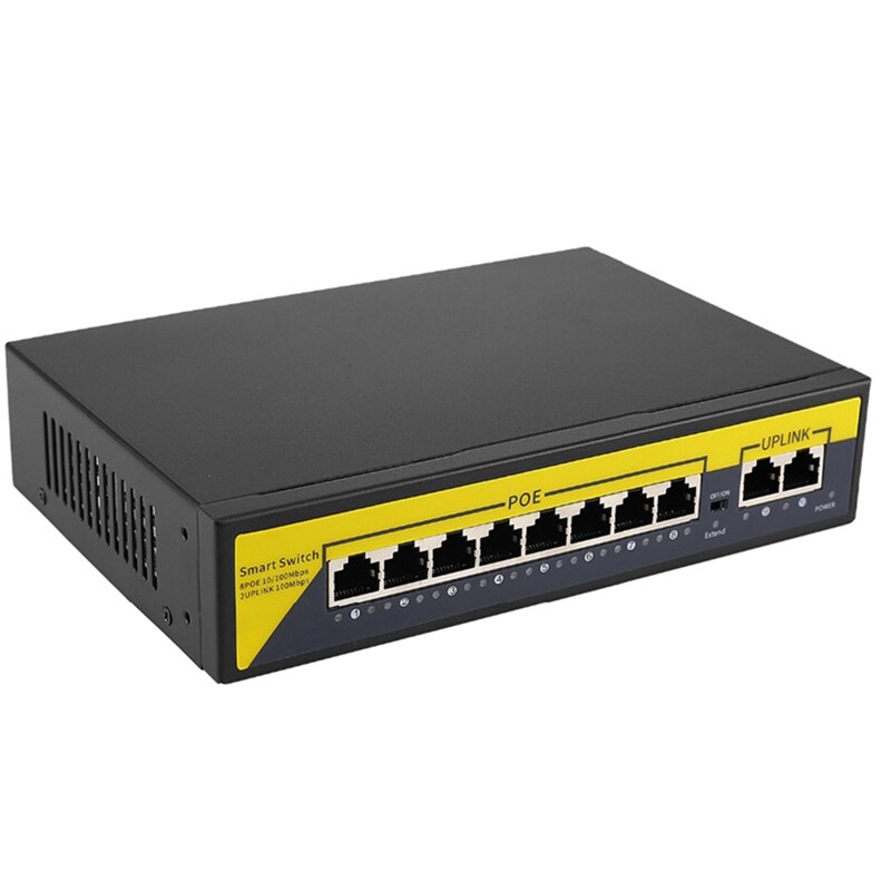 10 Poorts Switch,8POE En 2 Uplink, 802. 3af/Op, 120W Ingebouwde Power, Vlan Tot 250M, metalen Plug & Play Netwerk Switch: Default Title