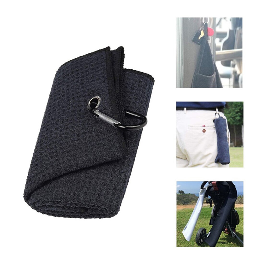 Golf Handtuch Waffel aufbringen Baumwolle Mit Karabiner Reinigung Handtücher Mikrofaser Haken Reinigt Vereine Bälle Hände