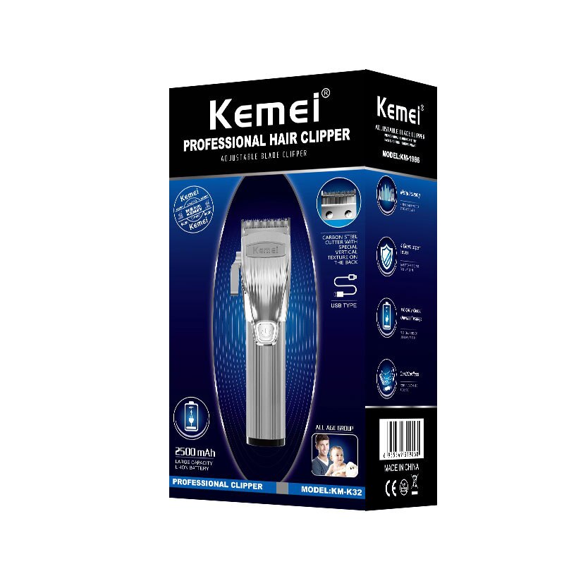 Kemei elektrische knipmachine voor heren, tondeuse, trimmer, tondeuse, kapper, kortharig, man