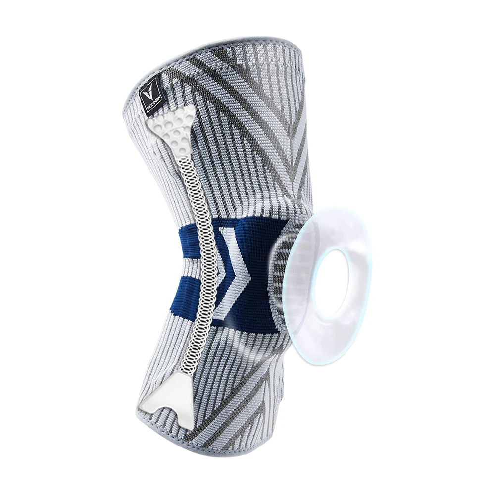 Latest Knee Support for Men Pressurized Elastic Knee Brace with Silicone Spring Basketball Volleyball Knee Pads: L / Light Grey