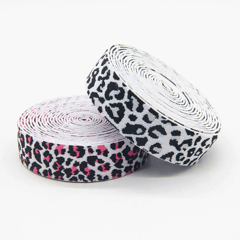 Bandas elásticas con estampado de leopardo 2,5 cm de espesor pantalones de goma suave cordón elástico 25mm para cinta para la cabeza cinturón Ropa Accesorios artesanales