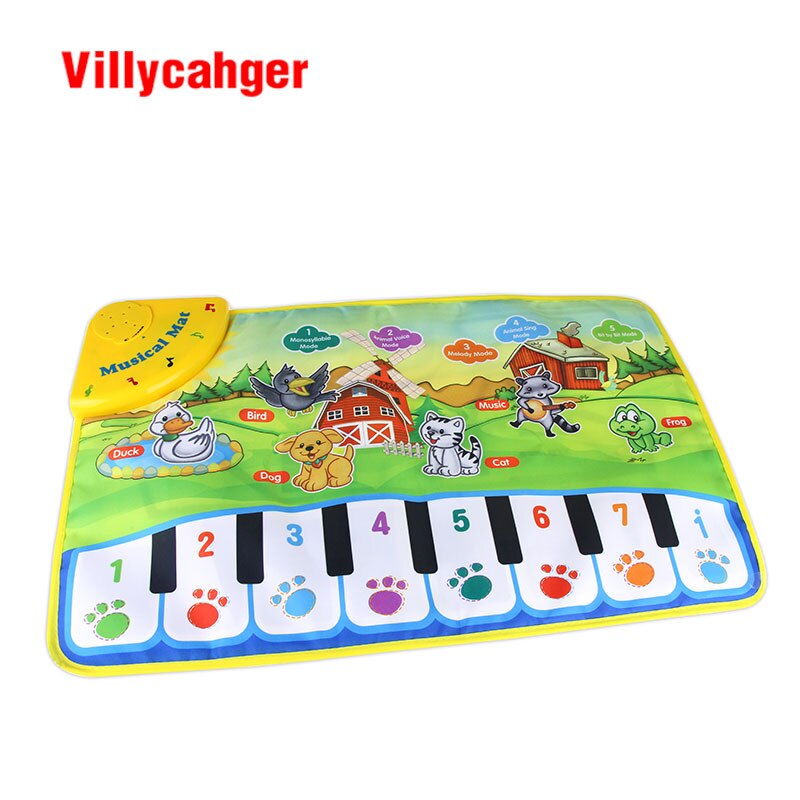 60X37Cm Cartoon Baby Musical Mat Tapijt Met 8 Toetsen Play Touch Piano Mat Baby Muziek Leren Educatief speelgoed Voor Kinderen