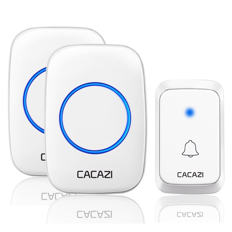Cacazi trådløs vandtæt dørklokke smart dc batteridrevet 300m fjernbetjening 36 klokkeslæt trådløse dørklokker  a06 hvide: Hvid 1 x 2