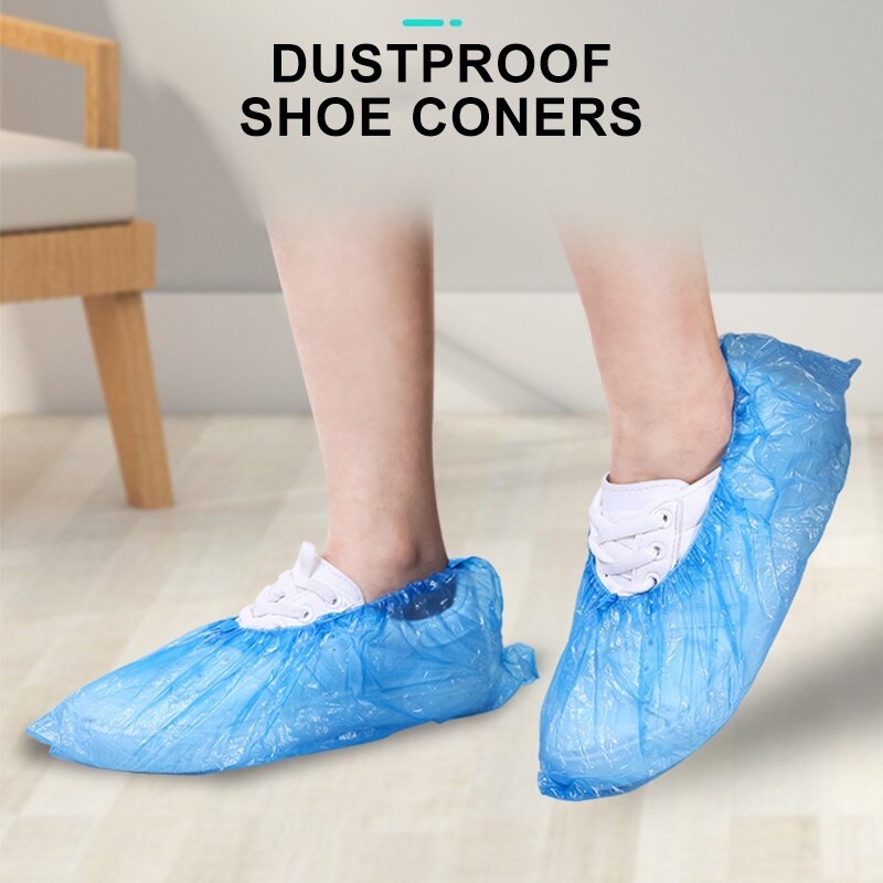 100Pcs Disposable Plastic Anti Slip Boot Safety Shoe Cover Cleaning PVC Plastic Over Shoes Shoe Boot Covers Carpet Protectors