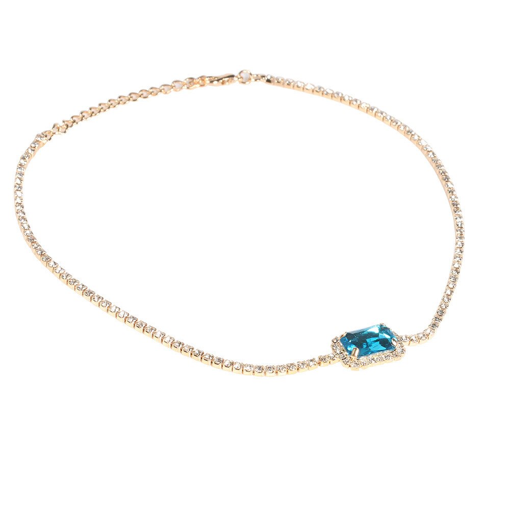 collar de Colgante cuadrado MLING para mujer, gargantilla de cristal dorado, de joyería de