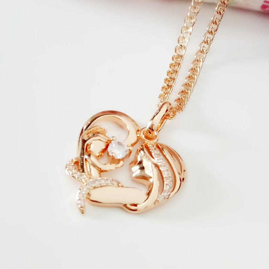 Vrouwen hanger moeder en zoon hanger vrouwen sieraden 585 gouden kleur hanger hartvormige ketting hangers