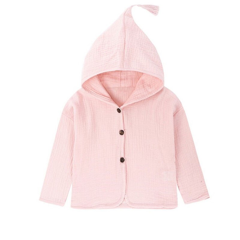 Overdele skjorte piger jakker børn baby drenge tøj kvast hat bomuld linned børn cardigan 1-6y bluse småbørn: Lyserød / 5