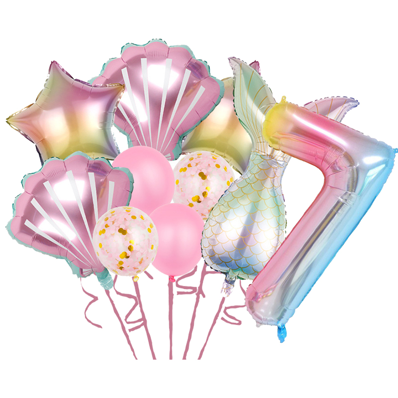 Decoraciones para de cumpleaños de príncipes de sirena, vajilla desechable, bolsa Gif, globo de aluminio, decoración de fondo, suministros para de Baby Shower