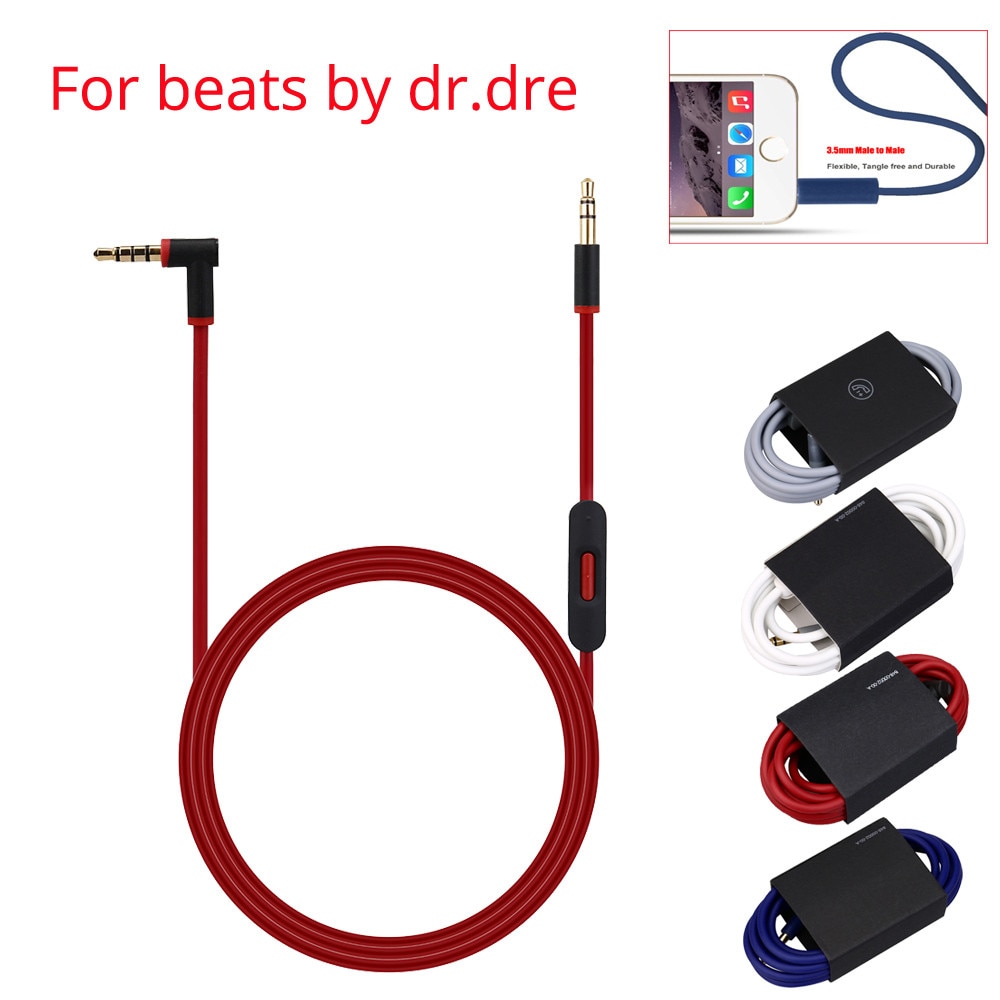 3.5mm Vervanging Audio Kabel Draad Koord w/Mic voor Beats By Dr Dre Koptelefoon Solo Studio Pro Detox headset Oortelefoon