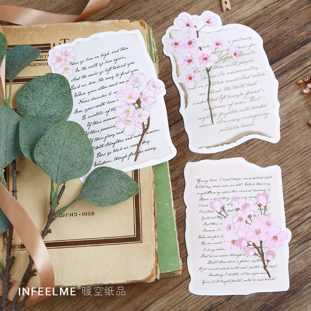 30 Sheets/Set Cherry Blossom letterhead Postcard /Greeting Card/Message Card/Birthday Letter Envelope Card