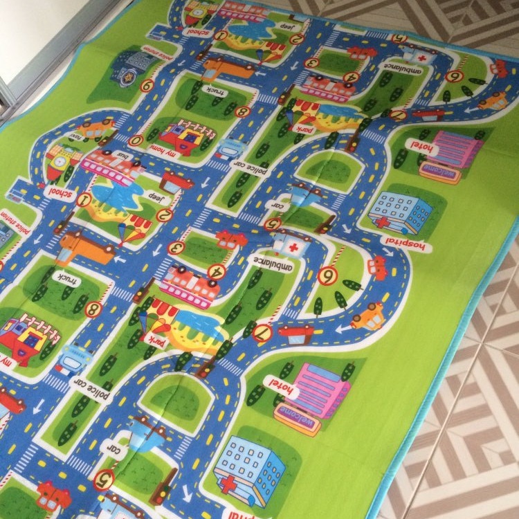 Paco Home Kids Rug Children's Room Play Mat Baby Mat Car Play Mat Play Rug, Size: 120 Cm Round, Colour:Turquoise