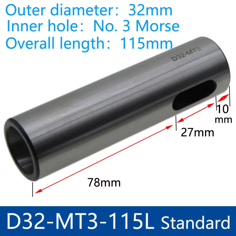 Tige droite extérieure, 1 pièce, transfert vers la tige conique intérieure, manchon de perçage, tige droite 1 2 3, réducteur à tige droite variable: D32-MT3