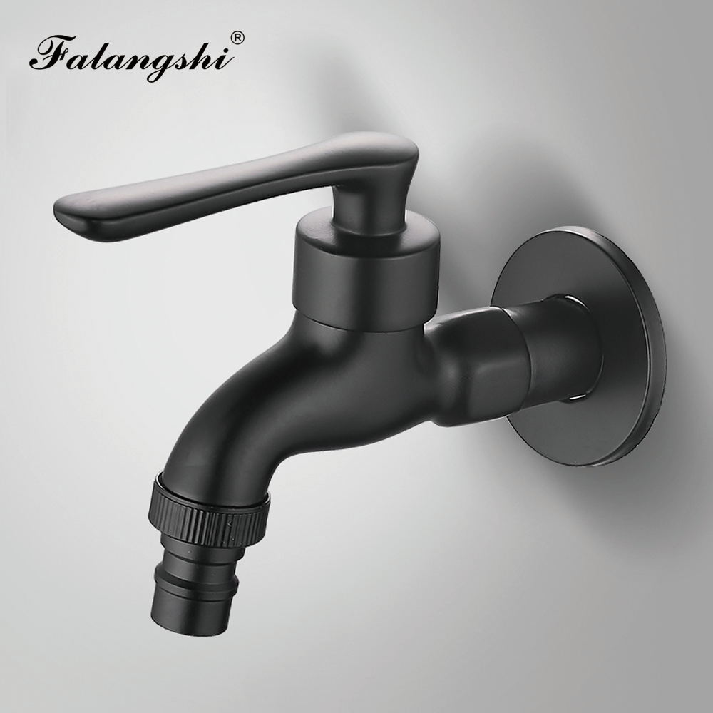 Black Bibcock Brass Faucet Outdoor Garden Taps for Washing Machine Laundry Cleaning Toilet Mop Faucet WB8511
